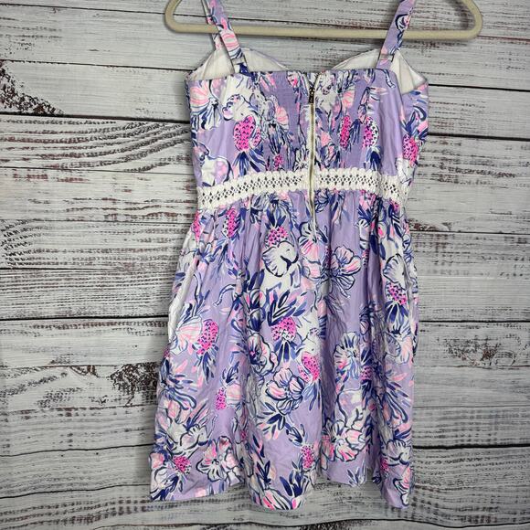 Lilly Pulitzer Devyn Dress Purple Floral With Pockets Size 6 - Picture 3 of 4